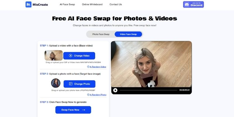 MioCreate AI Video Face Swap: Free Naughty AI Video Face Swap