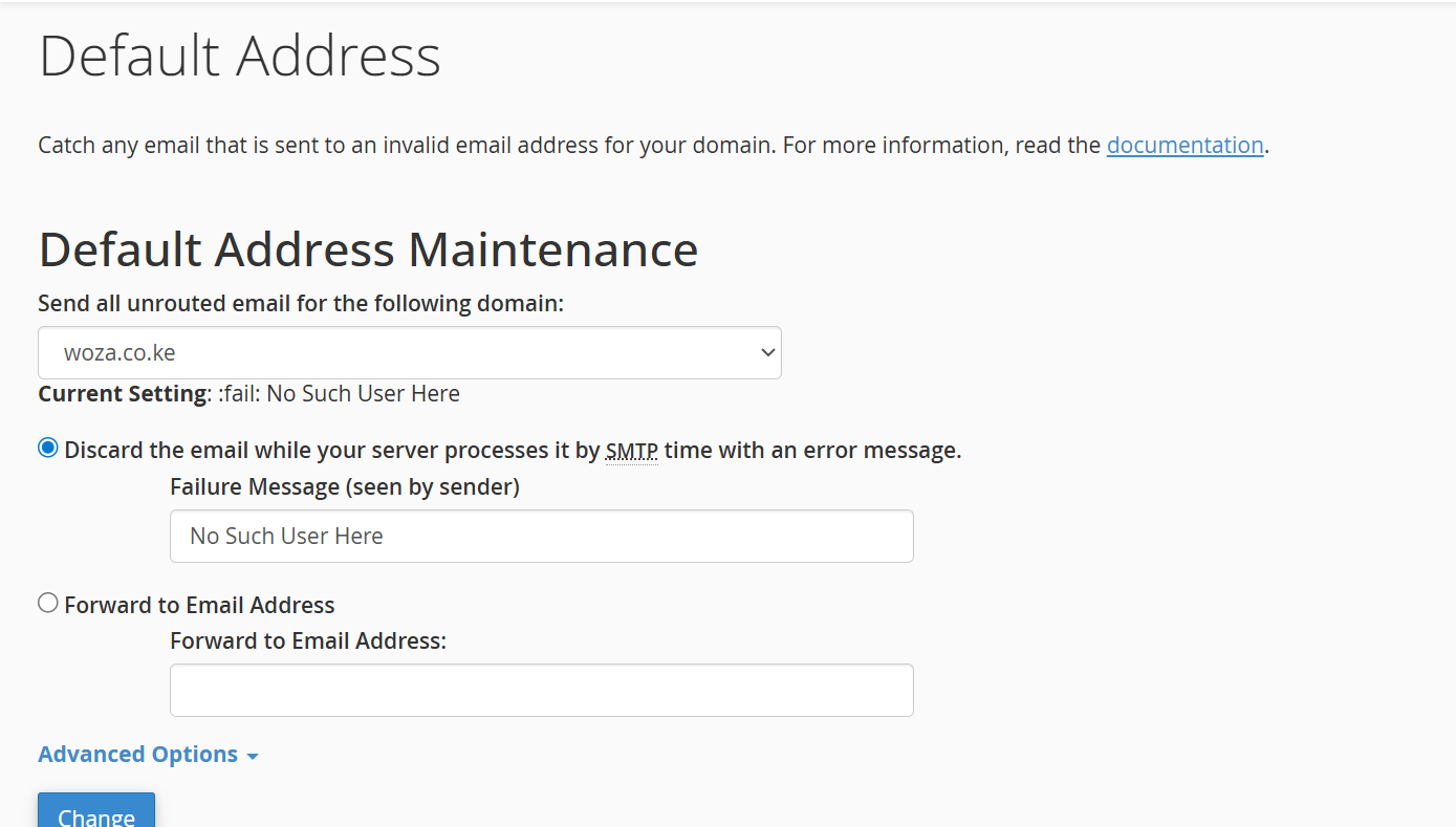 a screenshot of default address section