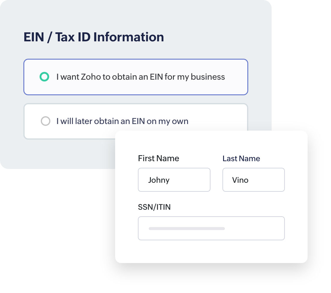 zoho start ein number LLC