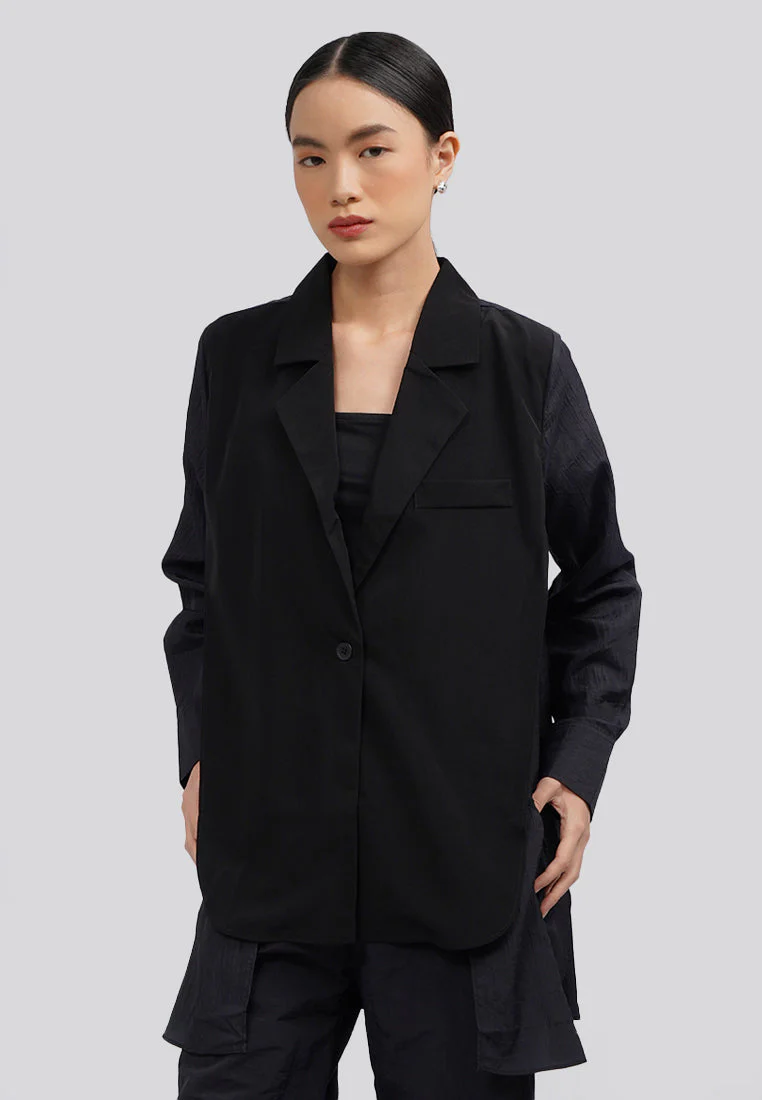 Long Sleeve Sheer Blazer Black