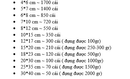 kích thước túi zip chỉ đỏ