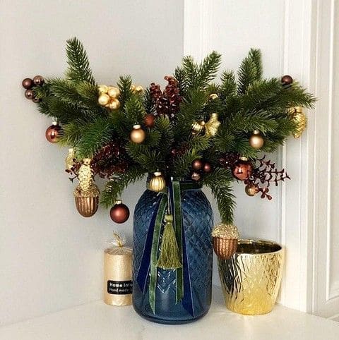 Elegant Festive Ornament Pine Arrangement