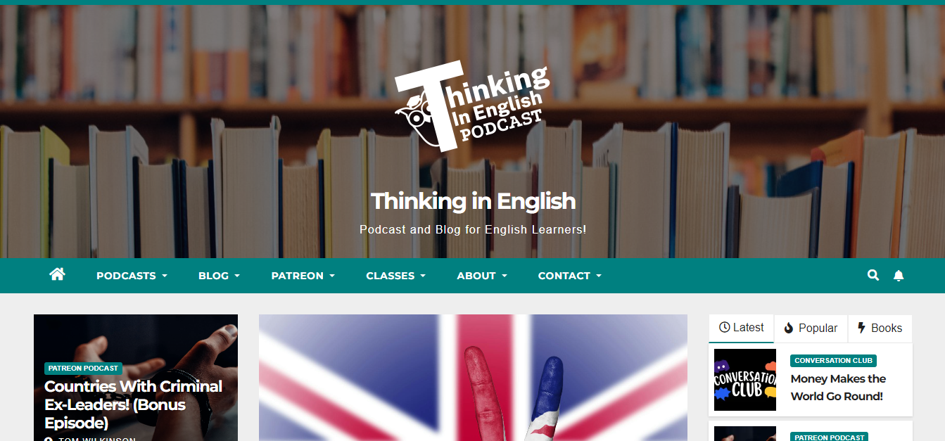 Thinking in English blog homepage