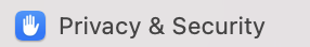 Privacy & Security with hand icon on the left