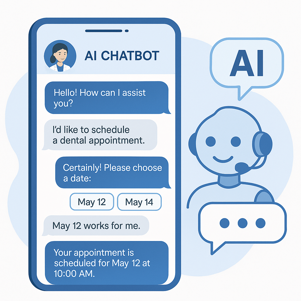 Image of dental chatbot assisting with appointment scheduling