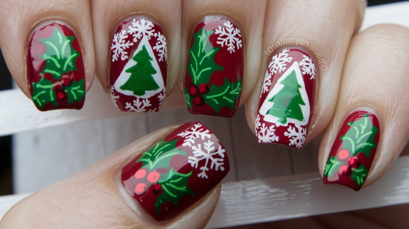 Acrylic:um66km109vq= Christmas Nails