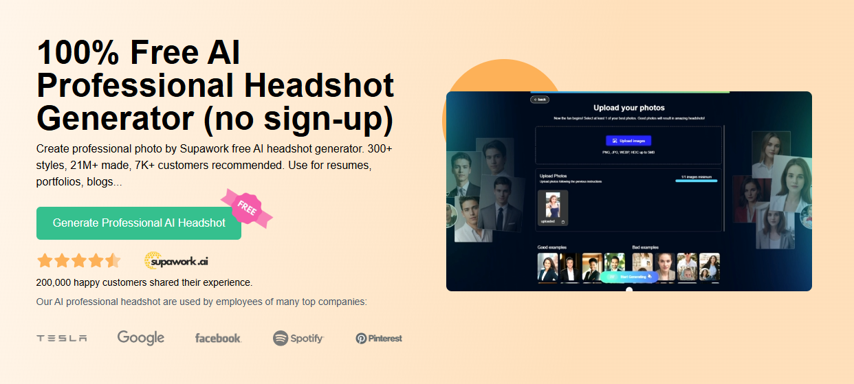 Supawork.ai - AI Professional Headshot Outfit with No Sign-up
