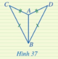 BÀI 4: TRƯỜNG HỢP BẰNG NHAU THỨ NHẤT CỦA TAM GIÁC: CẠNH – CẠNH – CẠNHKhởi độngCâu hỏi: Giá để đồ ở hình 33 gợi lên hình ảnh tam giác ABC và A B'C' có: AB=A'B'; BC=B'C'; CA=C'A'. Tam giác ABC có bằng tam giác A'B'C' hay không?Đáp án chuẩn:BằngI. Trường hợp bằng nhau cạnh – cạnh – cạnh (c.c.c)Bài 1: Hai tam giác ở hình 37 có bằng nhau không? Vì sao?Đáp án chuẩn:Bằng nhauII. Áp dụng vào trường hợp bằng nhau về cạnh huyền và cạnh góc vuông của tam giác vuông Bài 1: Cho hai tam giác vuông ABC và A'B'C' có: A=A'=900, AB=A'B'=3cm, BC=B'C'=5cm. So sánh độ dài các cạnh AC và A'C'Đáp án chuẩn:Bằng nhauIII. Bài tập