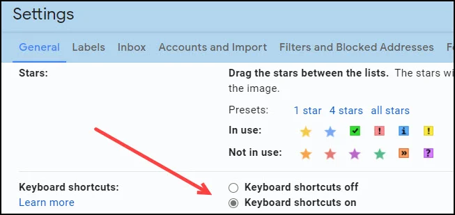 how to enable gmail shortcuts