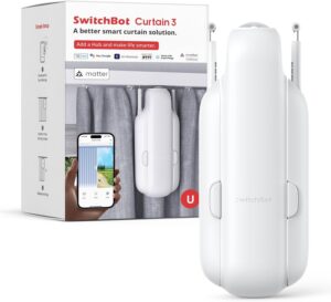SwitchBot Automatic Curtain Opener - Bluetooth Remote Control Smart Curtain with App, Upgraded High-Performance Motor, Add SwitchBot Hub to Work with Alexa, Google Home, HomeKit (Curtain 3, U Rail)