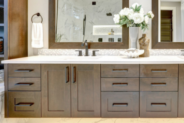 comparing bathroom cabinet materials for your home remodel high density particle board cabinets and sink vanity custom built michigan