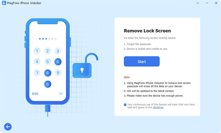 Screenshot of the Remove Lock Screen page