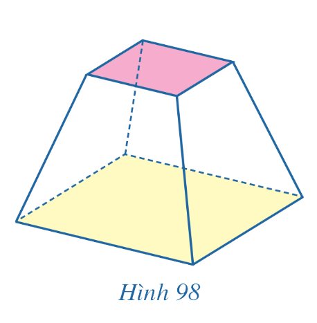 BÀI 6. HÌNH LĂNG TRỤ ĐỨNG. HÌNH CHÓP ĐỀU. THỂ TÍCH CỦA MỘT SỐ HÌNH KHỐII. HÌNH LĂNG TRỤ ĐỨNG, HÌNH LĂNG TRỤ ĐỀUHĐ1: Cho hình lăng trụ tam giác có các mặt bên là hình chữ nhật ở Hình 80a, 80b. Hãy cho biết mỗi cạnh bên của hình lăng trụ đó có vuông góc với các mặt đáy hay không.Đáp án chuẩn:AA ABC; BB'ABC;CC'ABC.LT1: Cho hình lập phương có cạnh bằng a. Tính độ dài đường chéo của hình lập phương đó.Đáp án chuẩn:a3II. HÌNH CHÓP ĐỀU. HÌNH CHÓP CỤT ĐỀUHĐ2: Để tạo mô hình một tháp chuông ở Hình 83a từ một tấm bìa hình vuông, bạn Dũng cắt bỏ phần màu trắng gồm bốn tam giác cân bằng nhau có đáy là các cạnh của tấm bìa (Hình 83b) rồi gấp lại phần màu xanh để tạo thành một hình chóp tứ giác. Quan sát Hình 83a, 83b và cho biết:a) Đáy của hình chóp mà bạn Dũng tạo ra là tứ giác có tính chất gì;b) Các cạnh bên của hình chóp đó có bằng nhau hay không.Đáp án chuẩn:a) Hình vuông.b) Các cạnh bên của hình chóp đó bằng nhau.LT2: Cho hình chóp tam giác đều S.ABC. Chứng minh rằng các cạnh bên tạo với mặt phẳng chứa đáy các góc bằng nhau.Đáp án chuẩn:Chứng minh ∆SOA= ∆SOB (ch – cgv) SAO=SBO HĐ3: Khối bê tông ở Hình 87a gợi nên hình ảnh một hình chóp bị cắt đi bởi mặt phẳng (R) song song với đáy. Hình 87b là hình biểu diễn của khối bê tông ở Hình 87a. Hãy dự đoán về mối quan hệ giữa các đường thẳng chứa cạnh A1B1, A2B2, A3B3, A4B4.Đáp án chuẩn: A1B1; A2B2; A3B3 và A4B4 đồng quy tại một điểm.LT3: Cho hình chóp đều S.ABC. Gọi A’, B’, C’ lần lượt là trung điểm của các đoạn thẳng SA, SB, SC. Chứng minh rằng phần hình chóp đã cho giới hạn bởi hai mặt phẳng (ABC) và (A’B’C’) là hình chóp cụt đều.Đáp án chuẩn:A'B' là đường trung bình ∆SAB  A'B'//ABMà AB⊂(ABC)⇒ A'B'//(ABC)Cmtt: B'C'//(ABC)Lại có: A'B'B'C'={B'} (A'B'C')//(ABC).Mà S.ABC là hình chóp đều=> A'B'C'.ABC là hình chóp cụt đều.III. THỂ TÍCH CỦA MỘT SỐ HÌNH KHỐIHĐ4: Hãy nêu lại công thức tính thể tích của khối lăng trụ đứng tam giác, khối lăng trụ đứng tứ giác.Đáp án chuẩn:V = S.hLT4: Tính thể tích của khối lăng trụ ABC.A’B’C’ biết tất cả các cạnh bằng a và hình chiếu của A’ trên mặt phẳng (ABC) là trung điểm của AB.Đáp án chuẩn:V=3a38LT5: Cho khối tứ diện đều ABCD cạnh a. Chứng minh rằng thể tích của khối tứ diện đó bằng a212.Đáp án chuẩn:V=a212LT6: Một thùng đựng rác có dạng khối chóp cụt tứ giác đều với hai cạnh đáy lần lượt dài 2 dm và 3 dm, chiều cao bằng 4 dm. Tính thể tích của thùng đựng rác.Đáp án chuẩn:V=763 (dm2)GIẢI BÀI TẬP CUỐI SGK