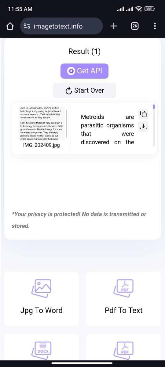 Convert an Image to Text in Mobile