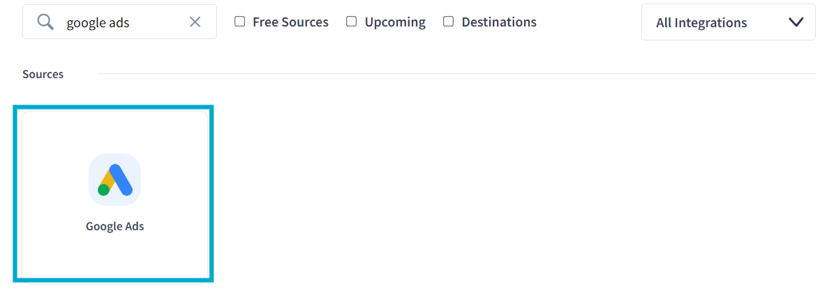 Select Google Ads as the source.