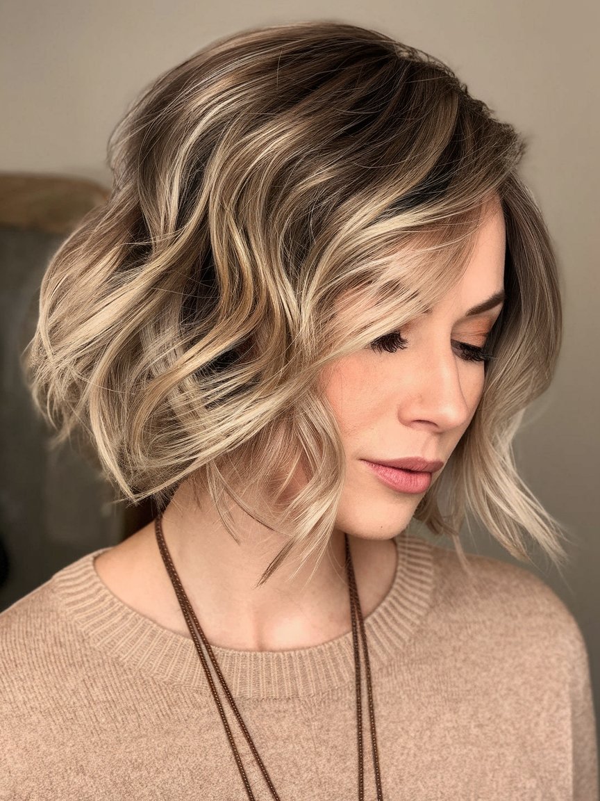 17. Textured Wavy Bob for Fine Hair