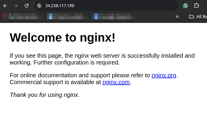 Image of Nginx homepage