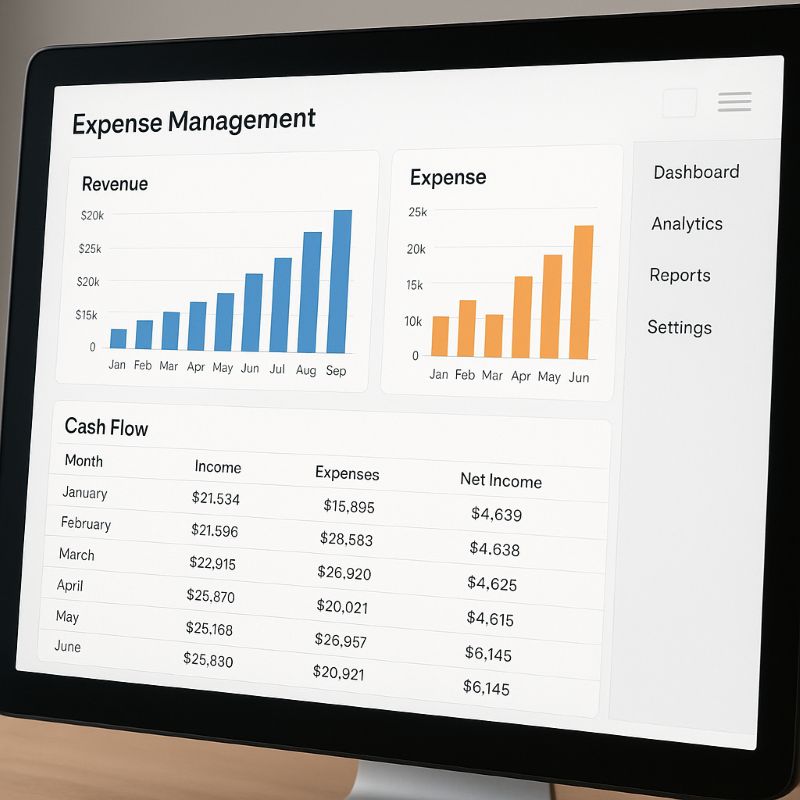 Giao diện dashboard phần mềm quản lý thu chi doanh nghiệp