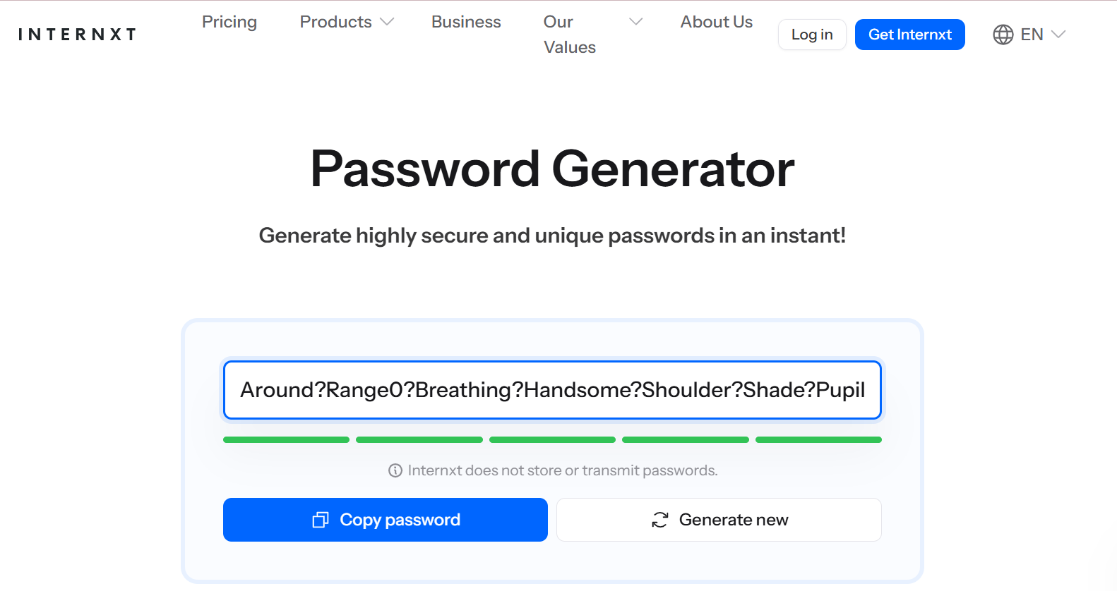 Internxt Password Generator