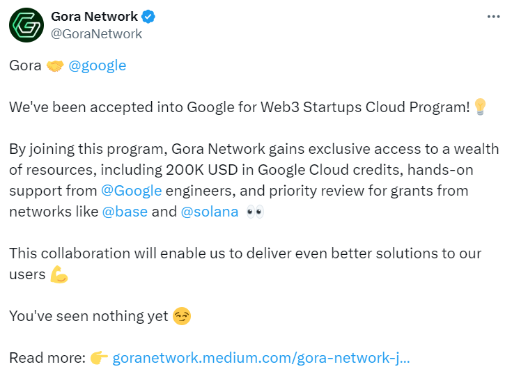 Gora Joins Google’s Web3 Program