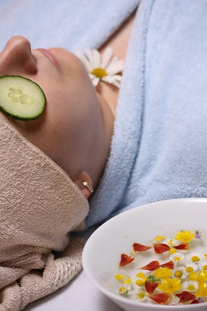 woman lying having pampering treatment