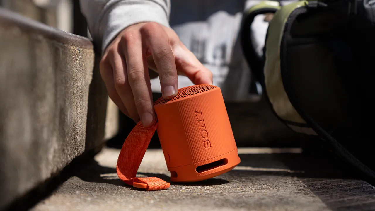 Sony SRS-XB100 in orange color.