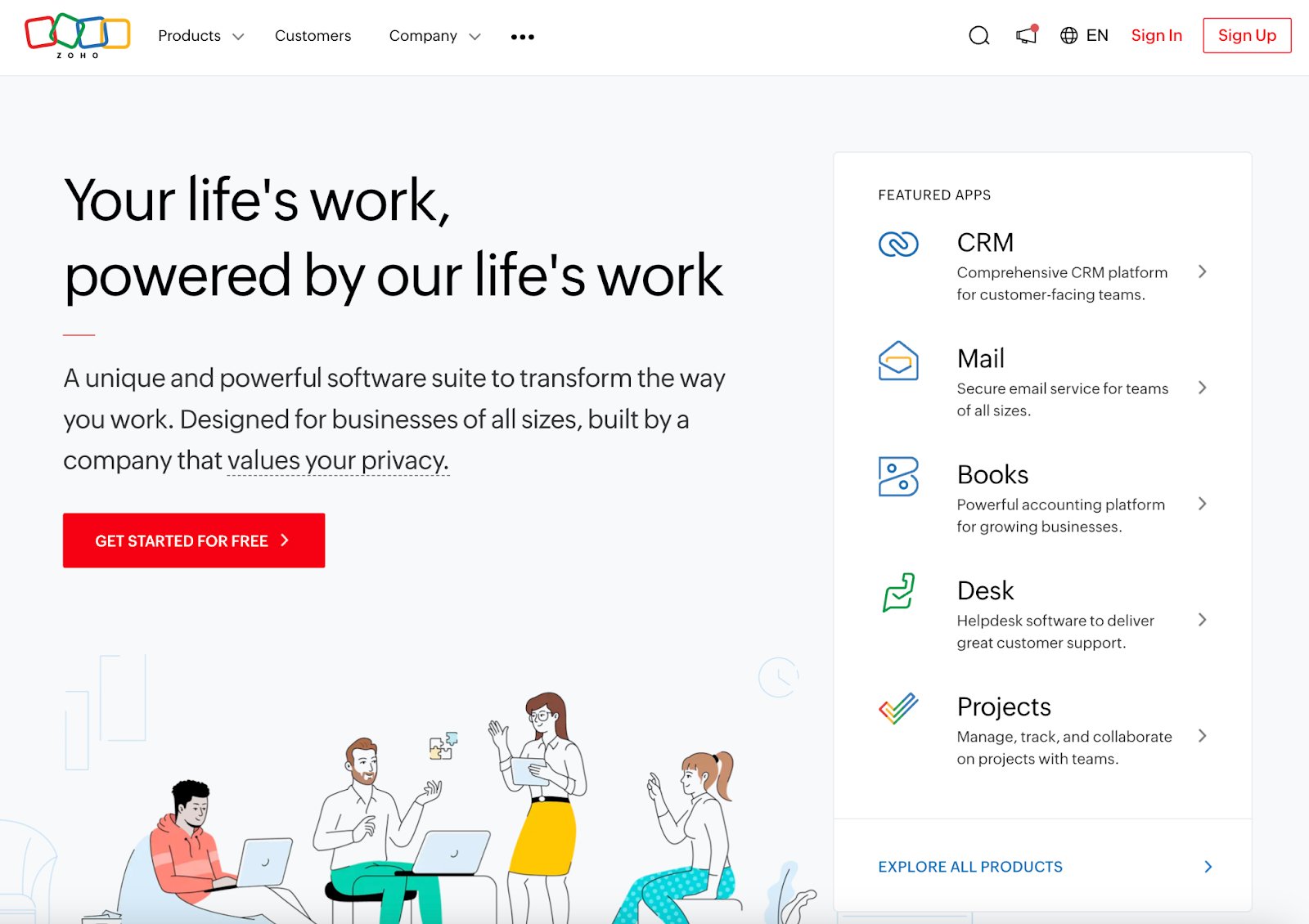 zoho homepage