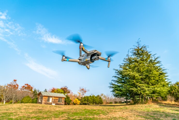 Drone flying in the air