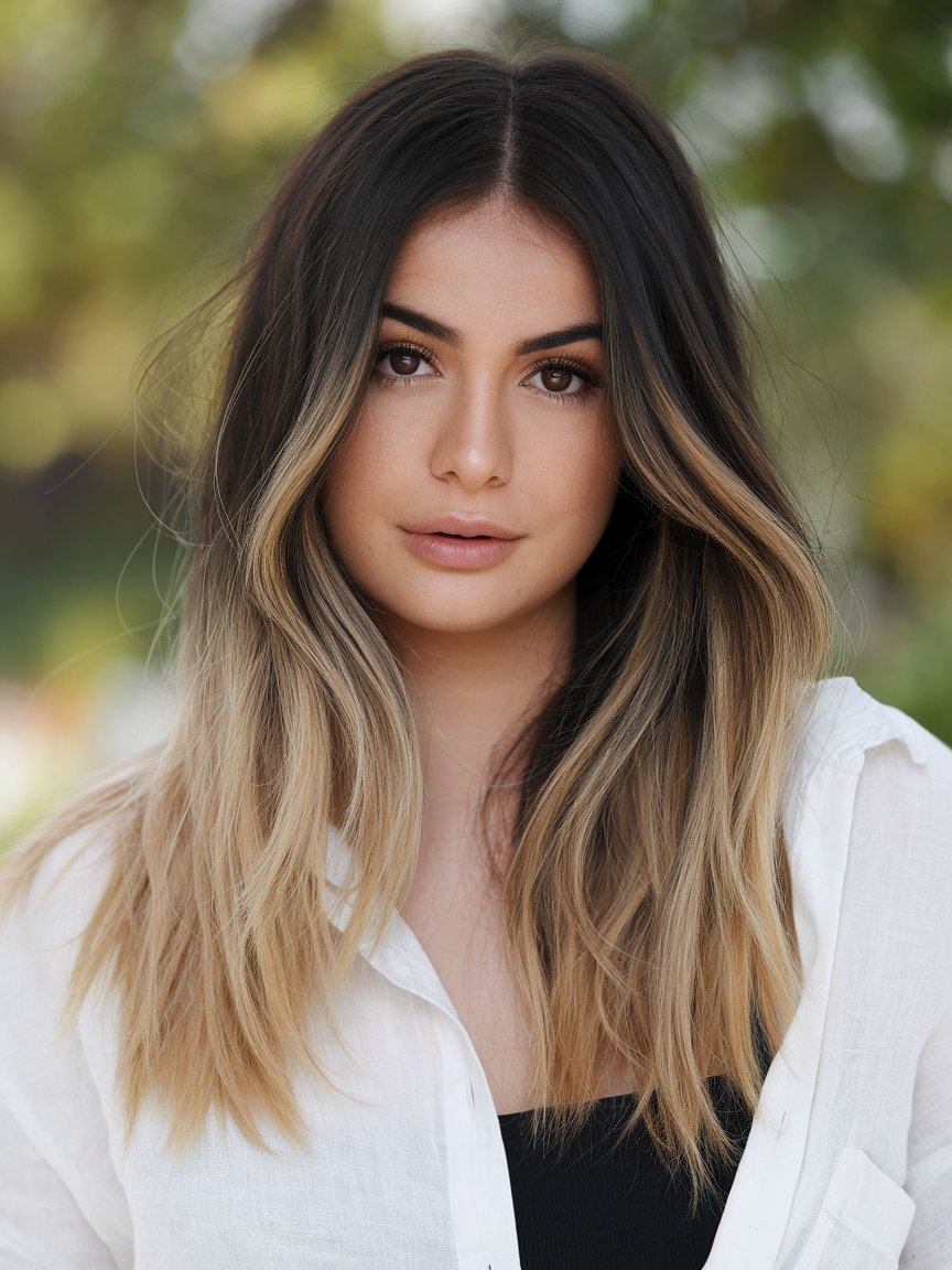 18. Dark Brown and Honey Blonde Balayage