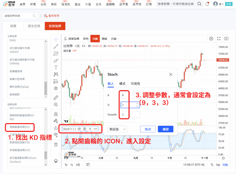 設定 KD 指標參數