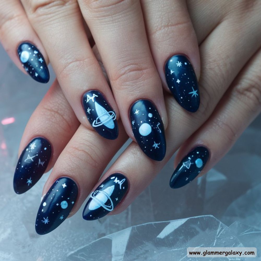 Dark Winter Nails having Galaxy Winter Nail Designs
