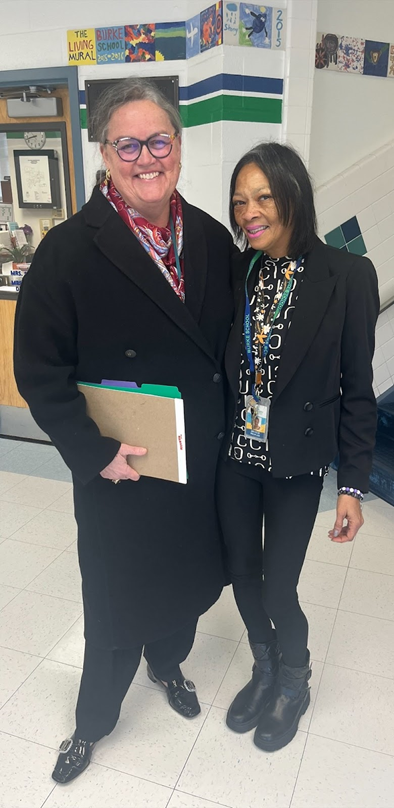 Dr. Reid with Angelia Peoples at Burke School.