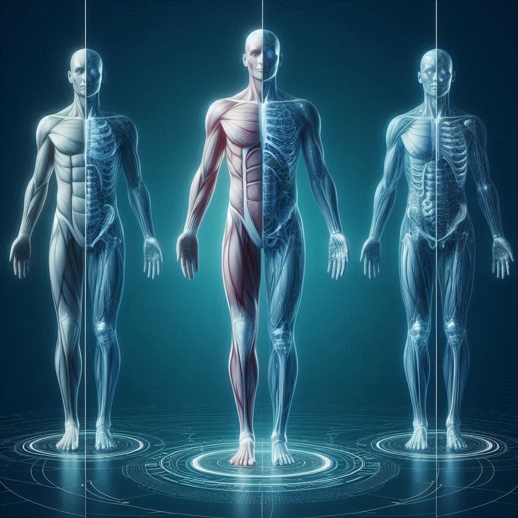 human body with dividing header, body and footer