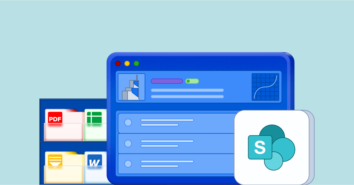 Graphic representing SharePoint integration for centralized document management in facility operations