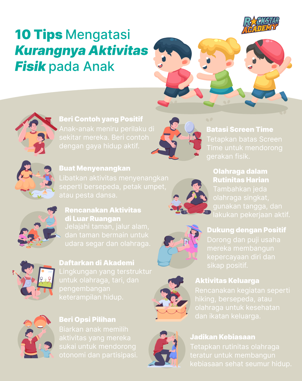 10 tips mengatasi kurangnya aktivitas fisik pada anak