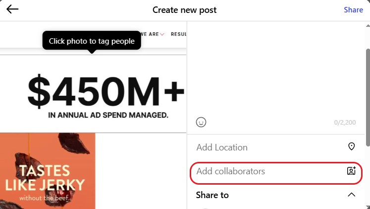 Instagram collab feature
