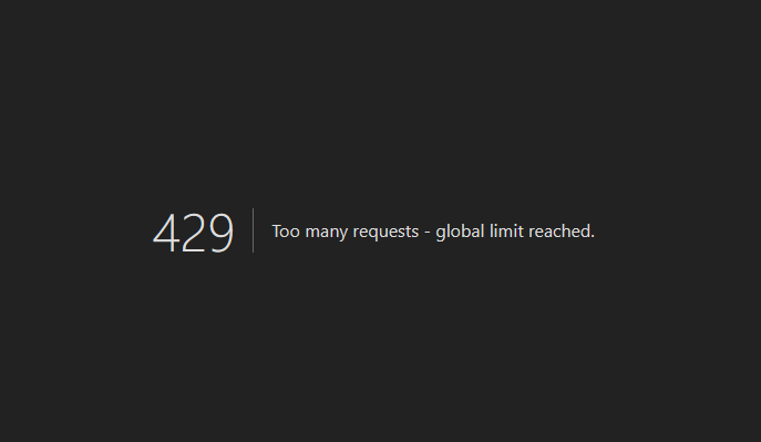 Global rate limit error page.