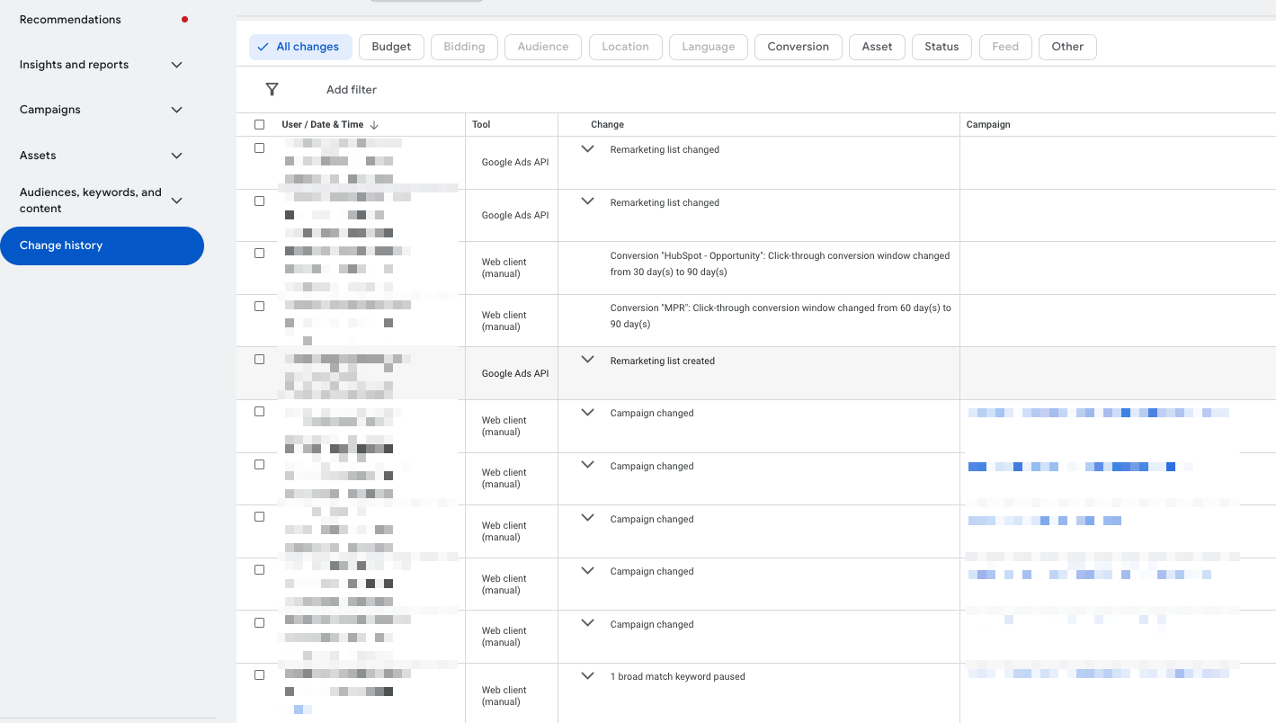 Change history metrics