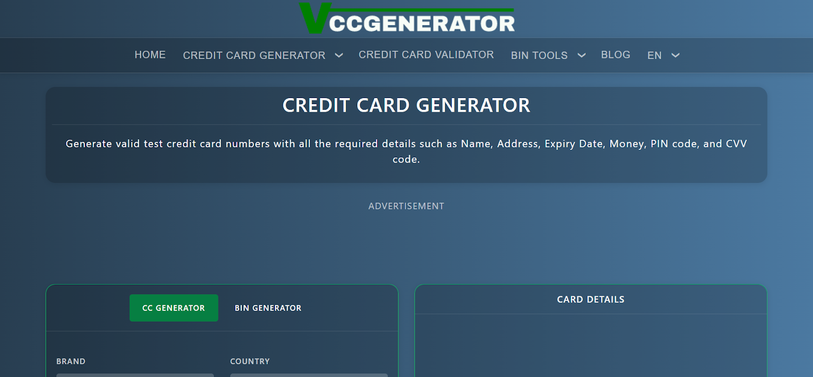 VCCGenerator.org credit card generator