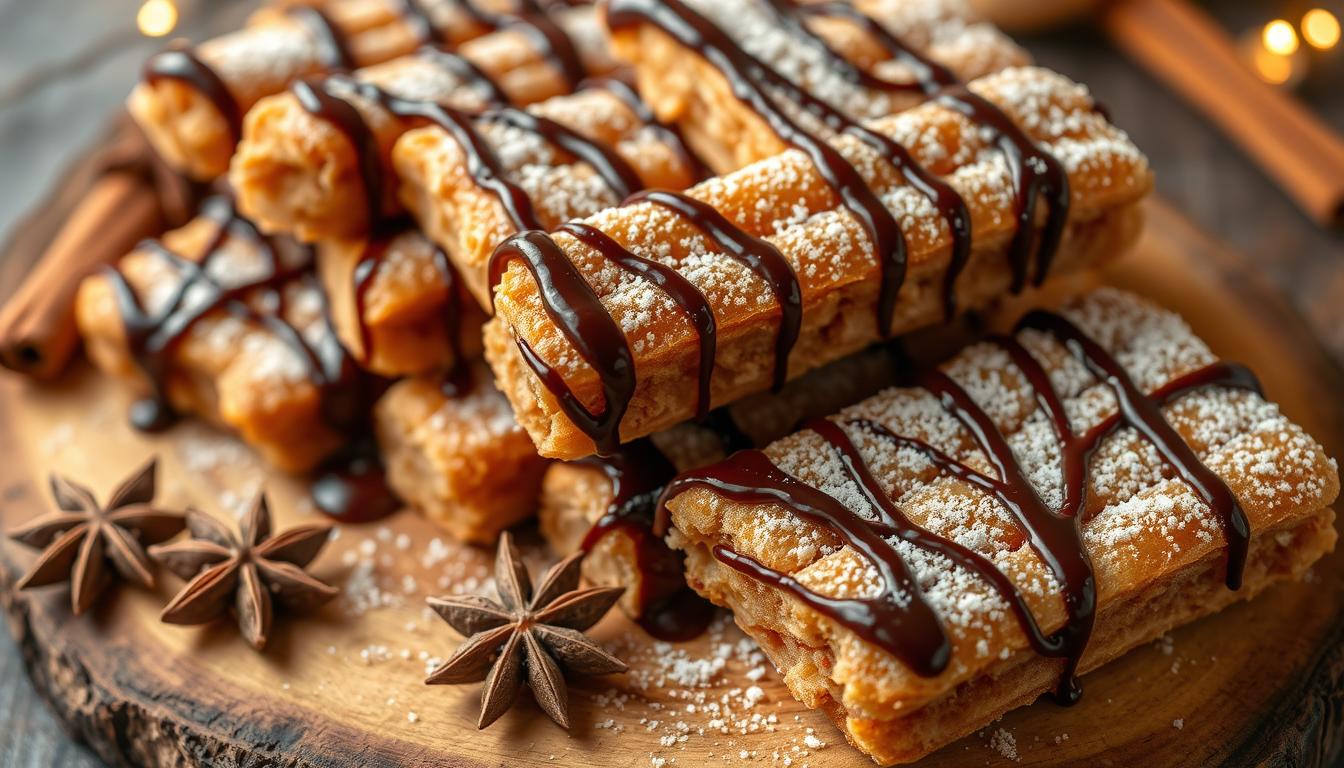 Chocolate-drizzled churro bars