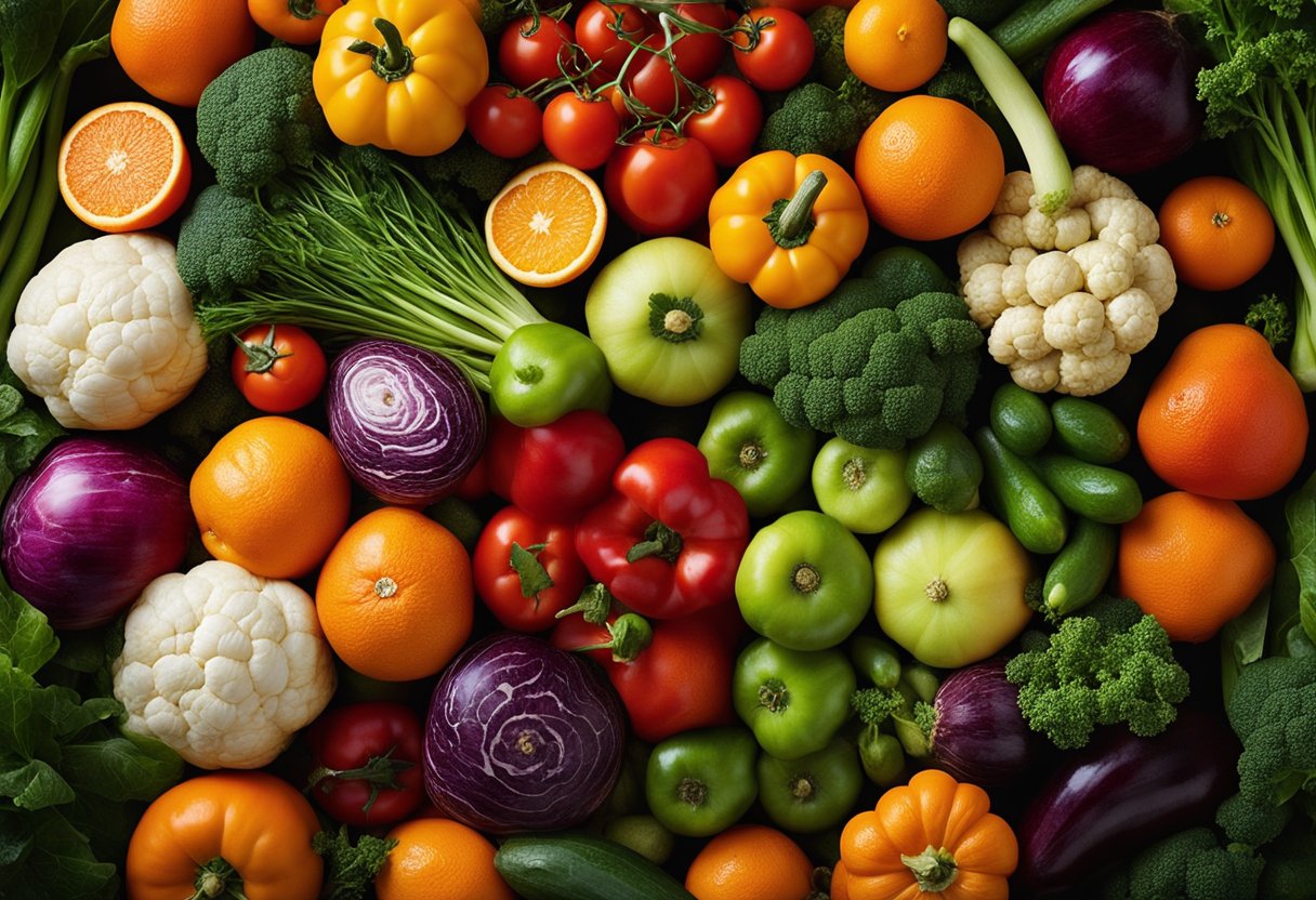 A colorful array of fresh vegetables arranged in a basket, with vibrant greens, reds, and oranges, symbolizing a healthy lifestyle change