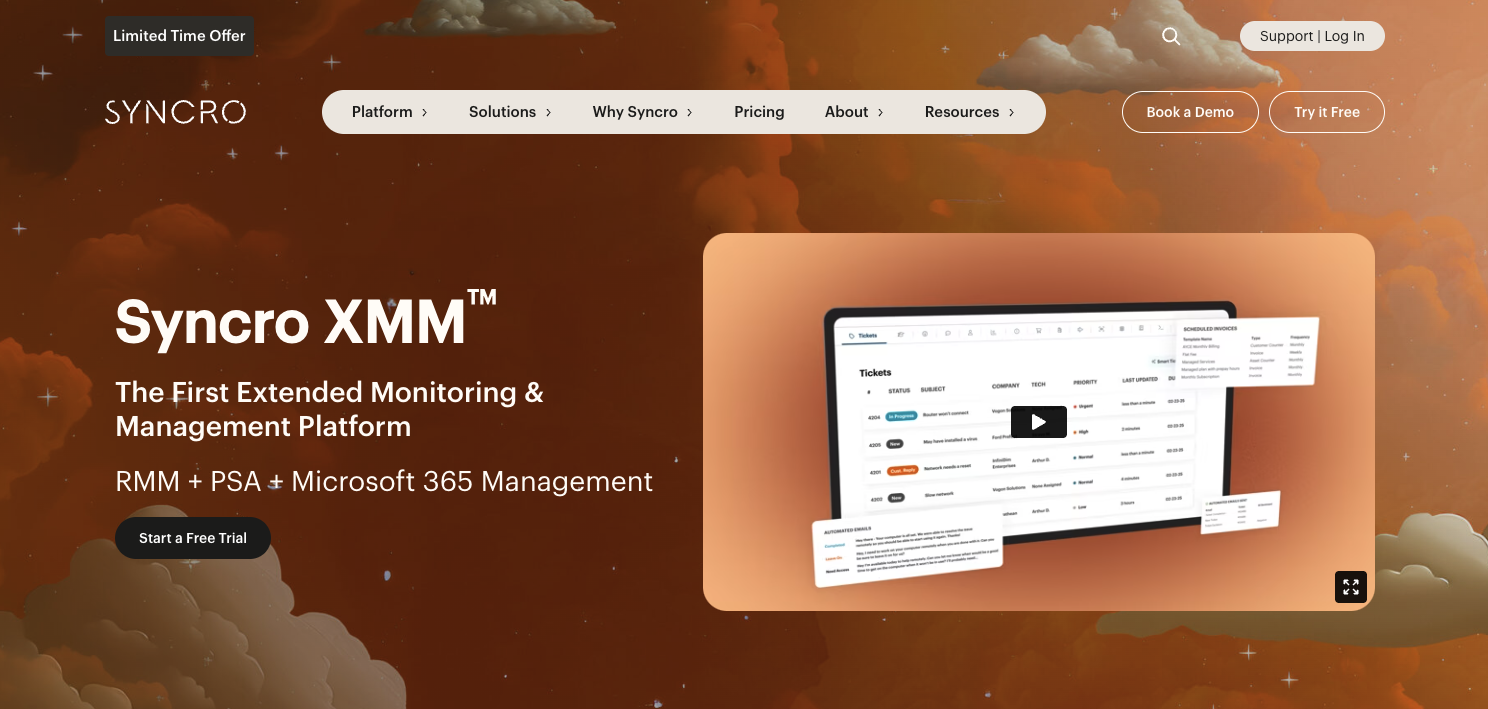 Screenshot of Syncro - Best RMM for MSPs.