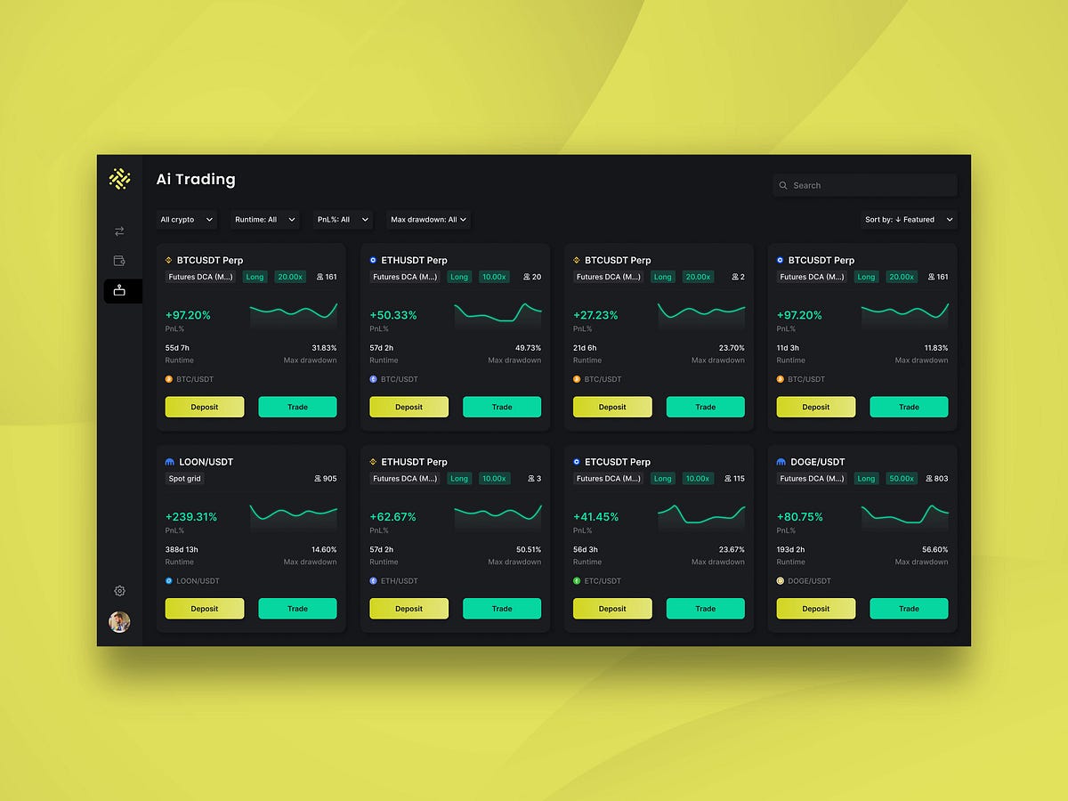AI crypto trading interface dashboard