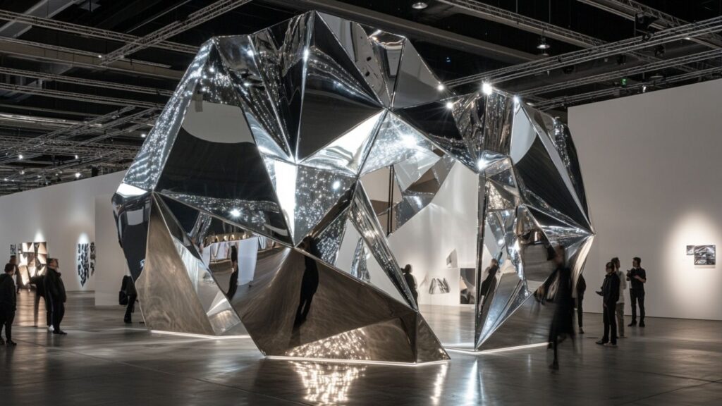 Futuristic installation at Art Basel Switzerland with immersive visuals