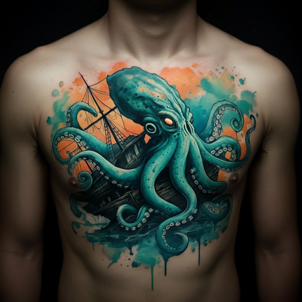 Kraken Tattoo on chest