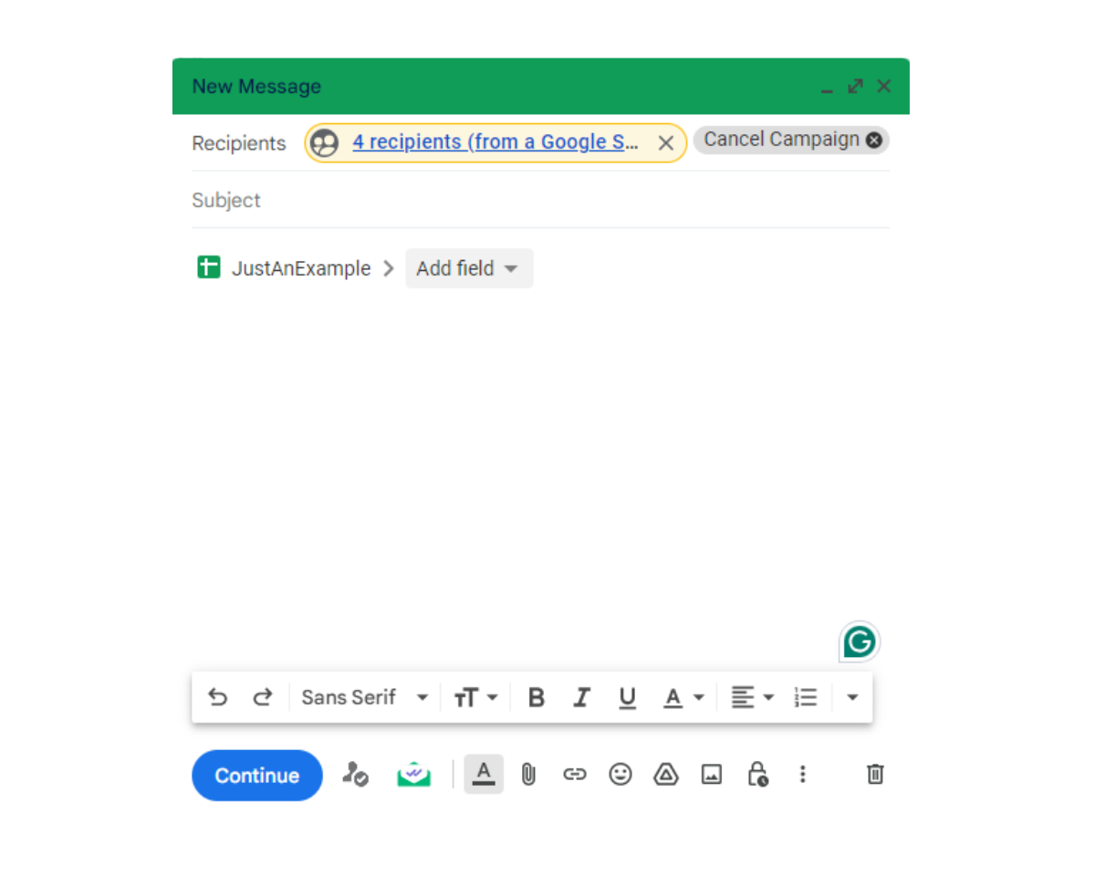 How to use merge tags in Mailsuite: Importing data automatically populates the To field with recipients' addresses