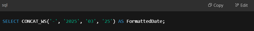 Example of CONCAT_WS() function.