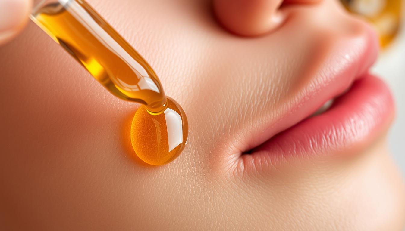Kumkumadi Serum texture demonstration showing lightweight formula
