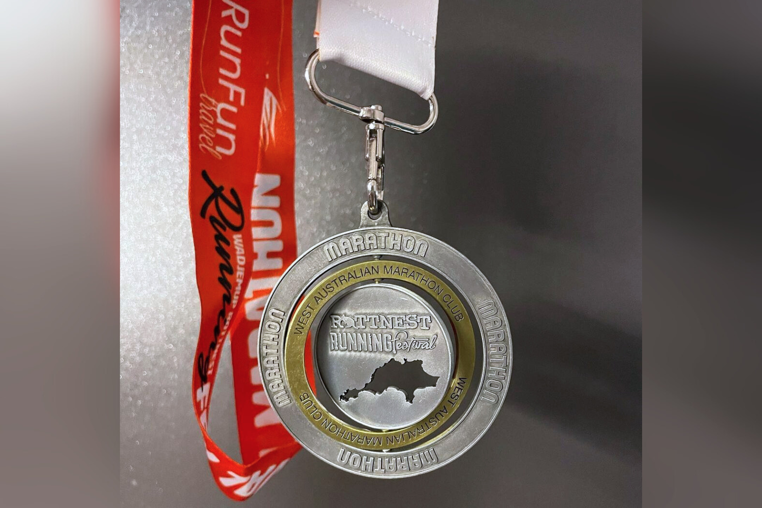 Photo of the 2023 Rottnest Marathon medal