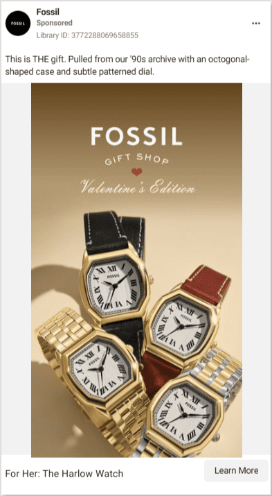 Fossil Facebook social media deep link